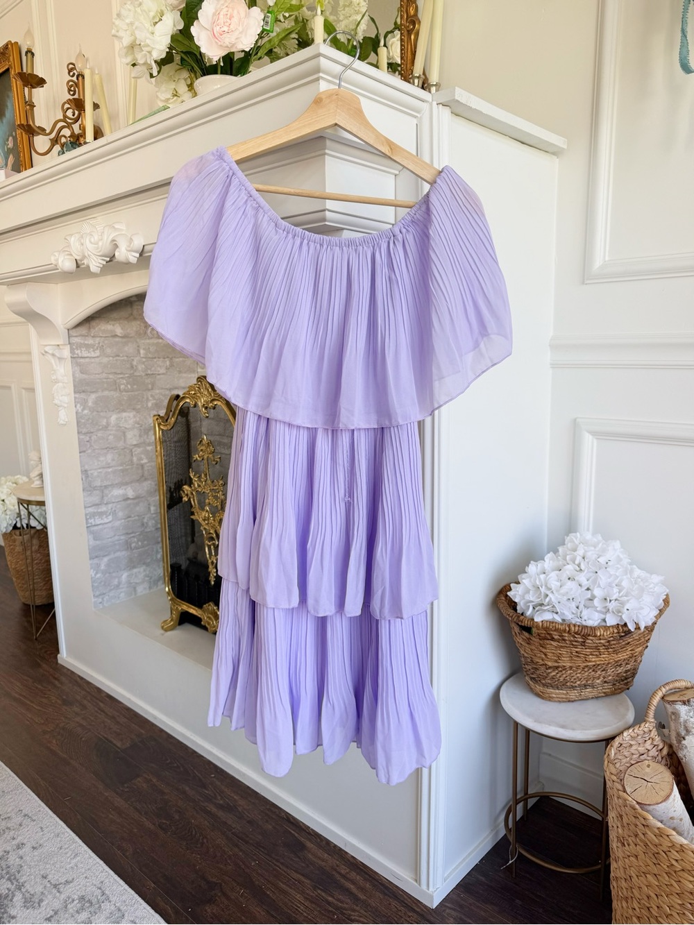 Light purple chiffon tiered summer dress cover up